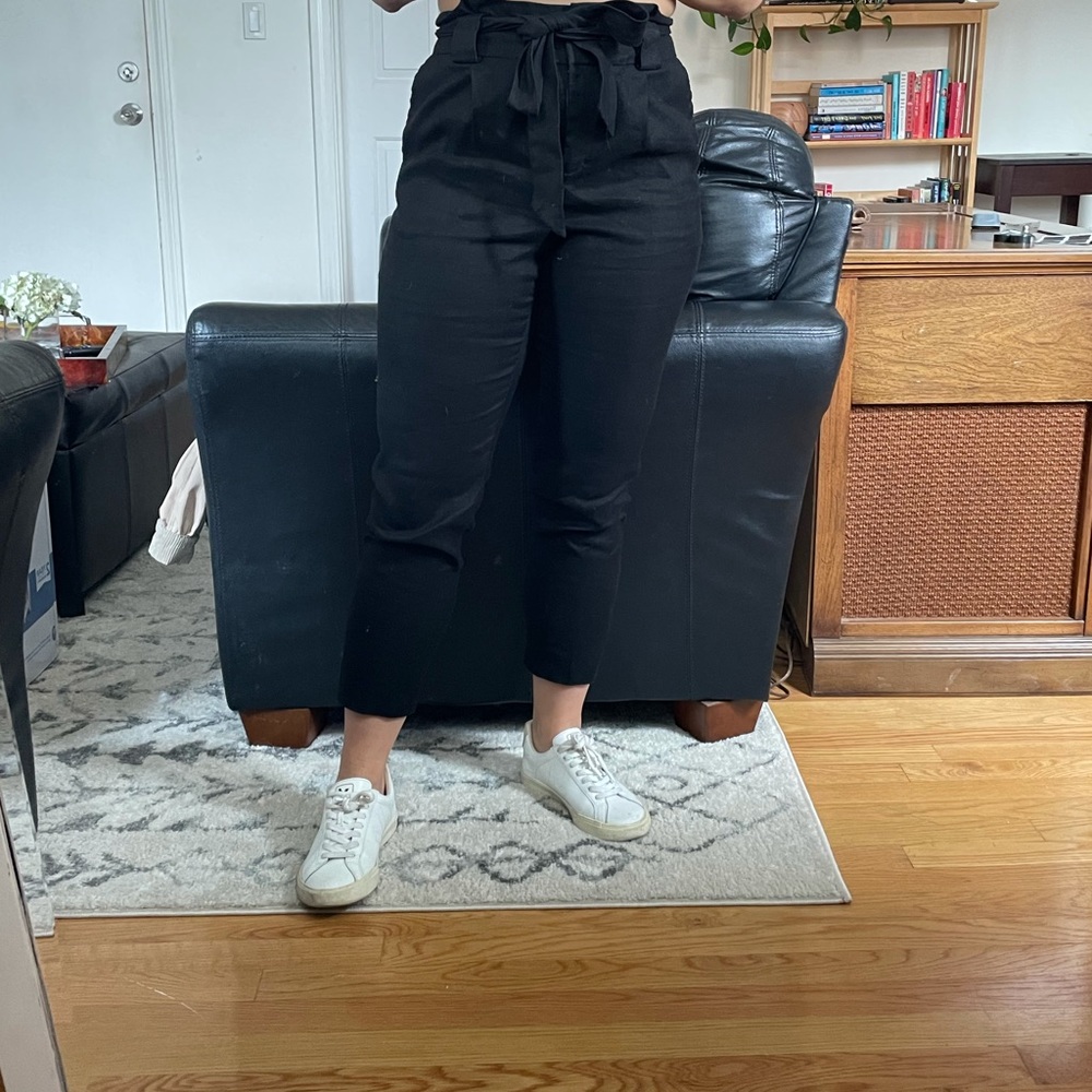 Express | Black Petite Paper Bag Pants